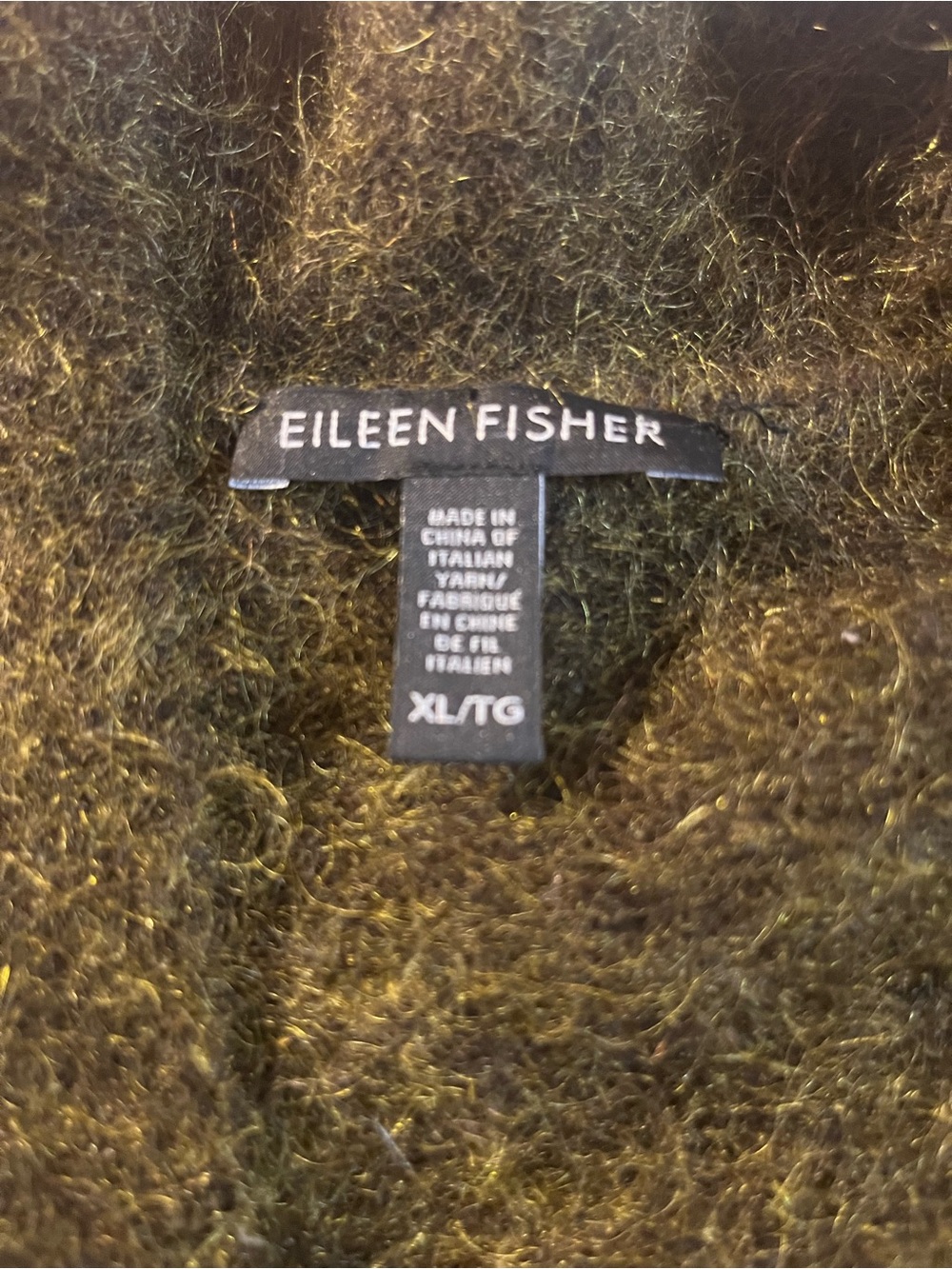 Eileen Fisher Mohair Plush Melange Cardigan Open Front Olive Green Size XL - Picture 7 of 12